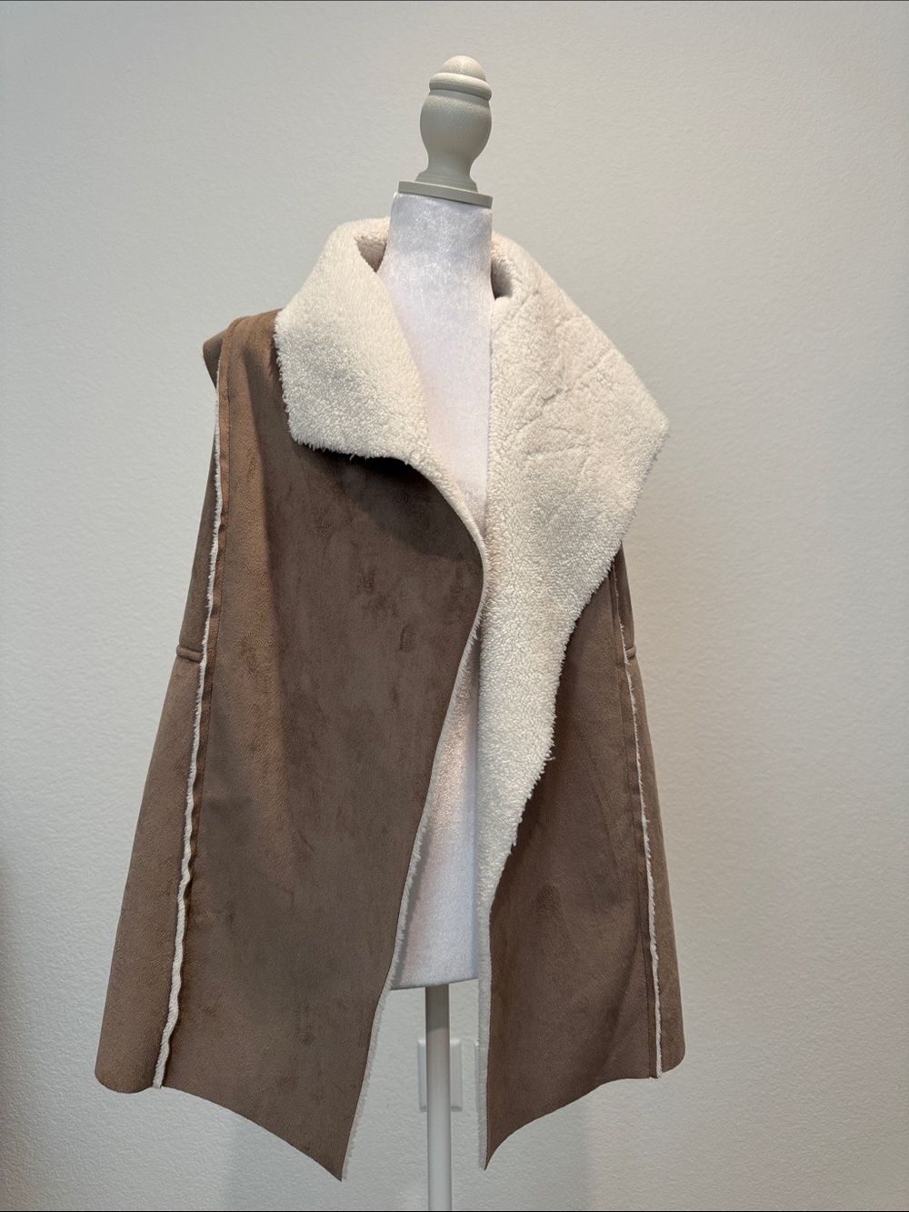 Susina Taupe Cape with Cream Sherpa Lining